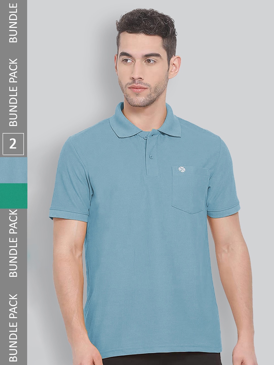 

LUX NITRO Pack Of 2 Polo Collar Anti Odour Sports T-shirt, Blue