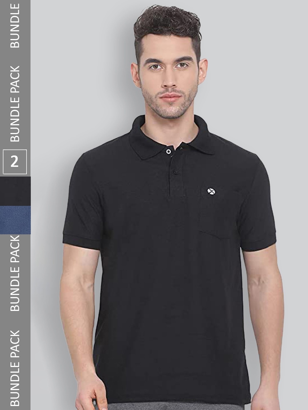 

LUX NITRO Pack Of 2 Polo Collar Anti Odour Casual T-shirts, Charcoal
