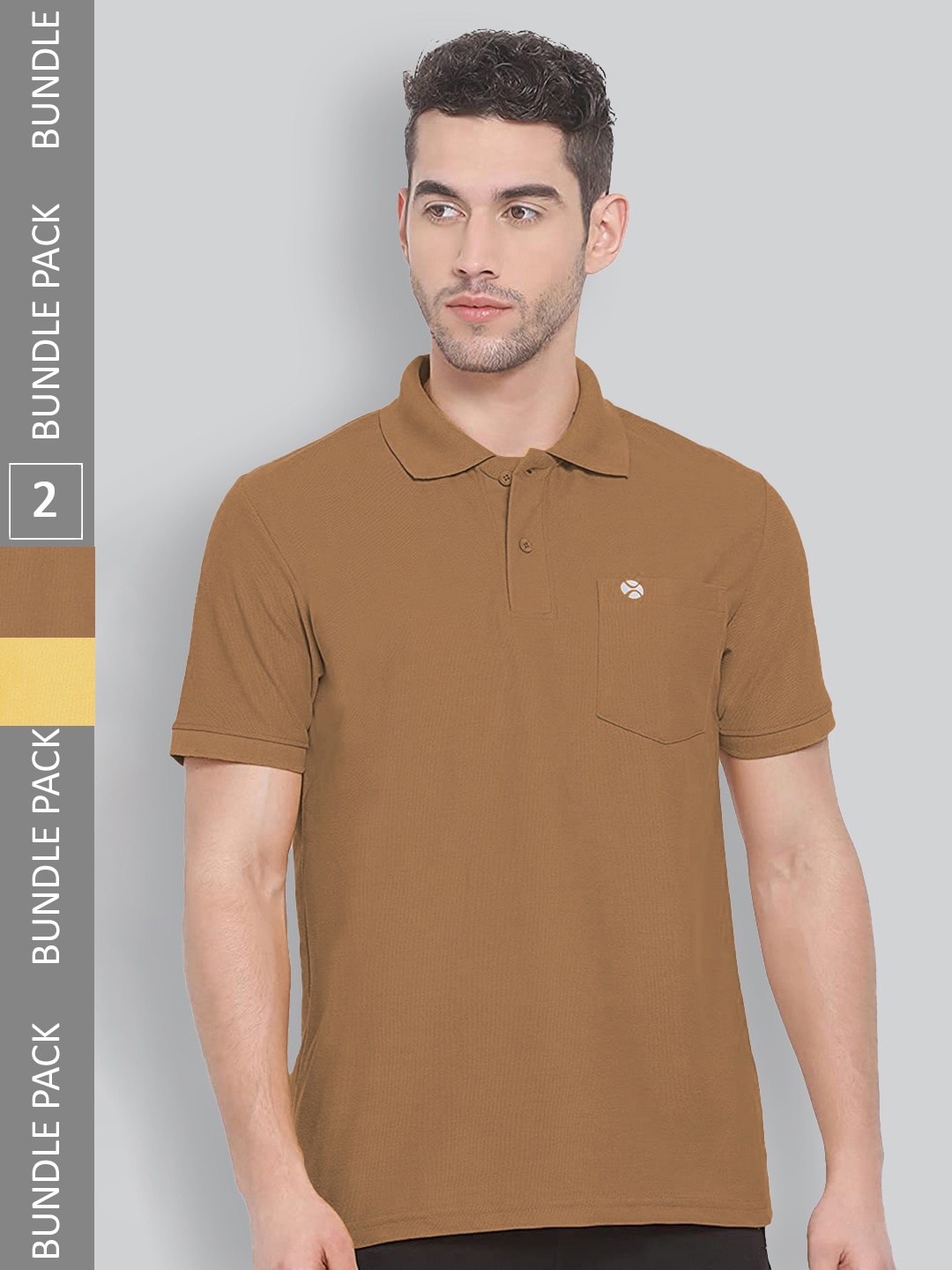 

LUX NITRO Pack Of 2 Polo Collar Anti Odour Sports T-shirt, Brown