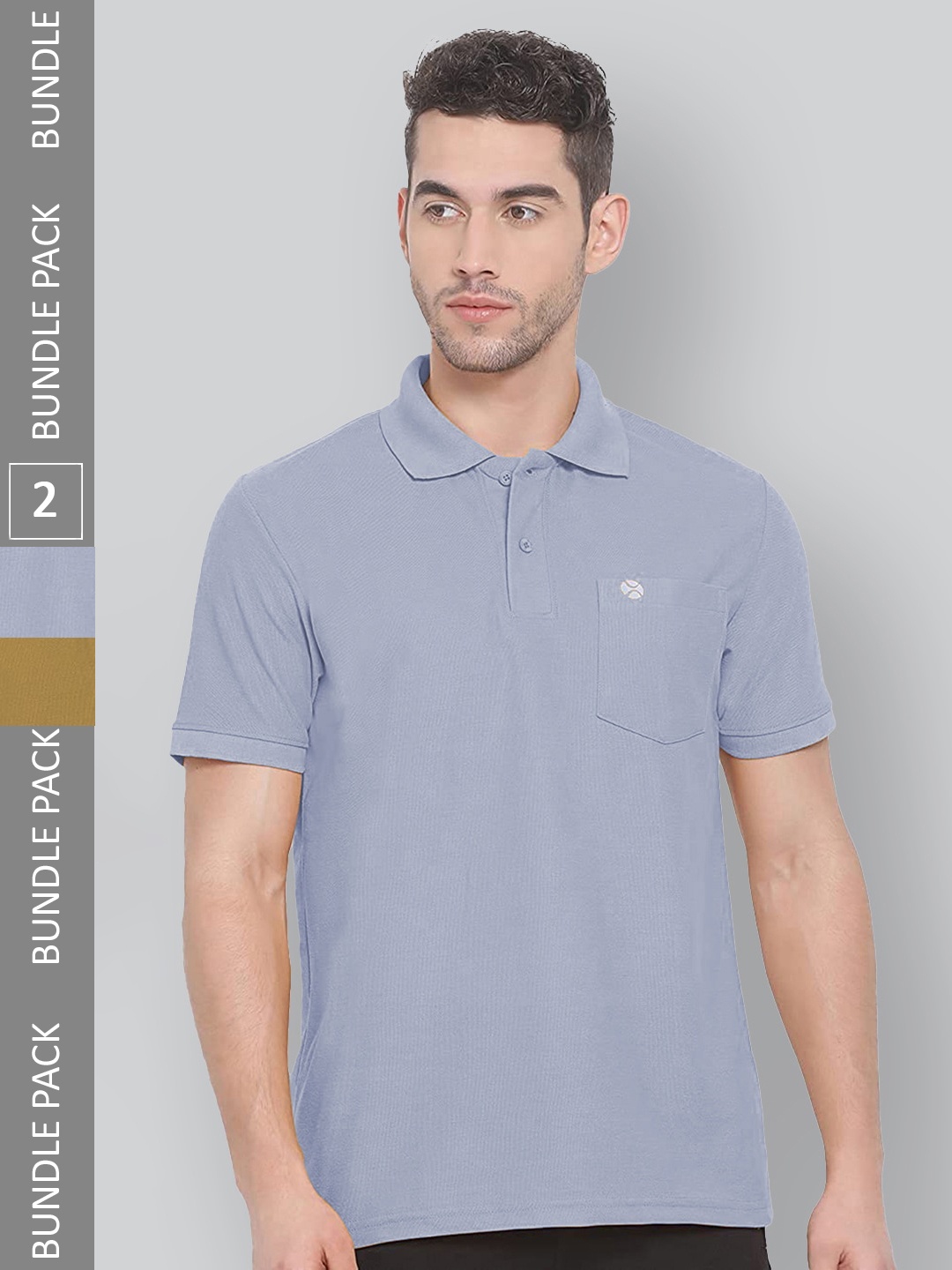 

LUX NITRO Pack Of 2 Polo Collar Anti Odour Sports T-shirt, Grey