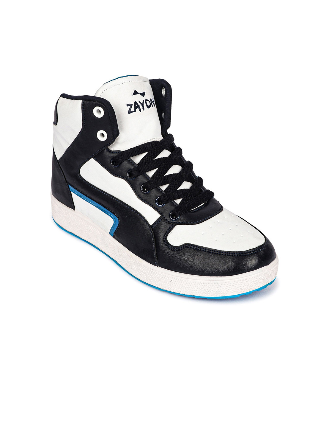 

ZAYDN Men Colourblocked Memory Foam Water Repellent Upper Mid-Top Sneakers, White