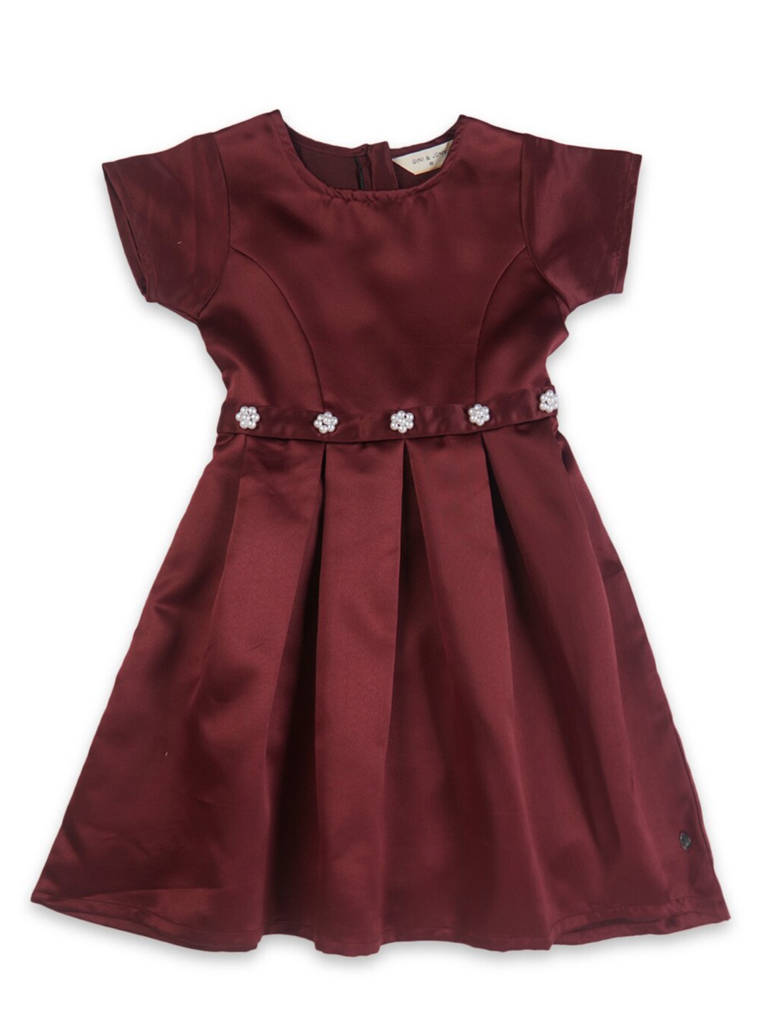 

Gini and Jony Girls Embellished Silk Fit & Flare Dress, Maroon