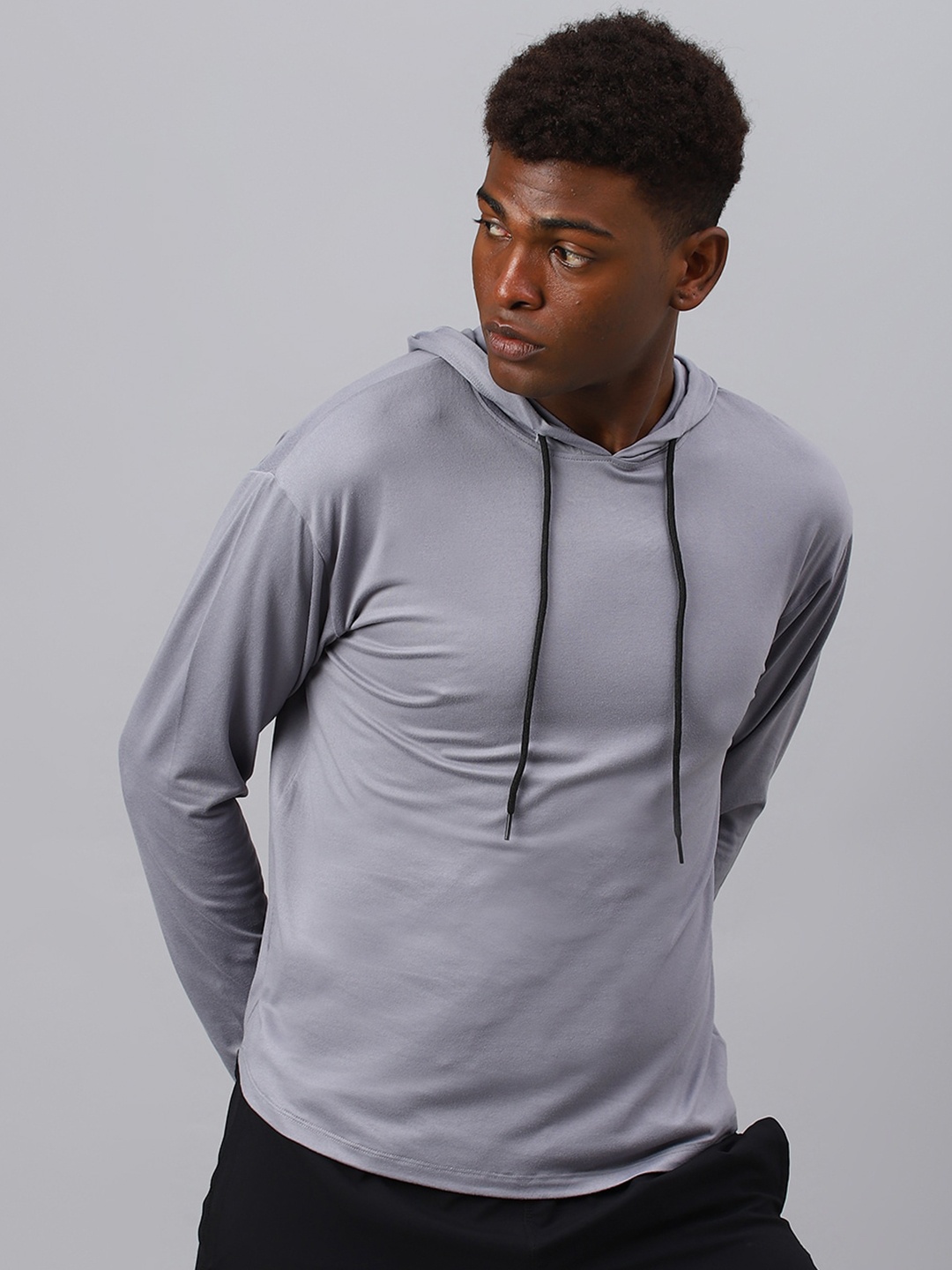 

Fitkin Men Hooded Dri-FIT Training Or Gym T-shirt, Grey