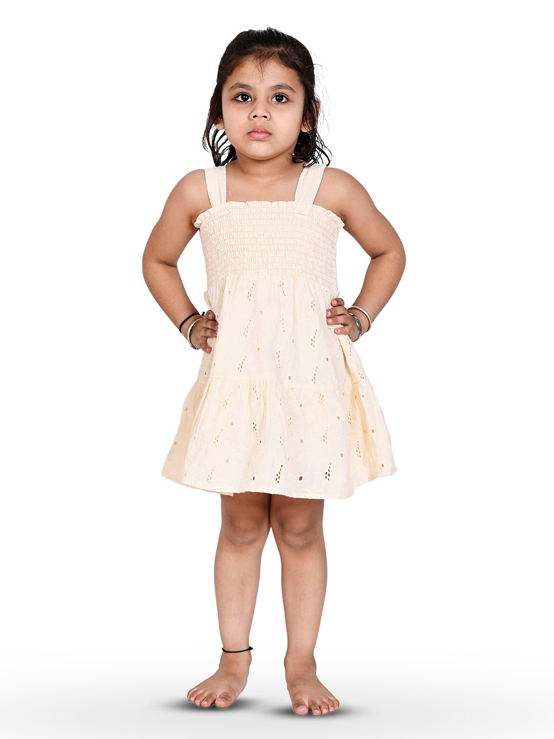 

Creative Kids Girls Schiffli Cotton Fit & Flare Dress, Cream