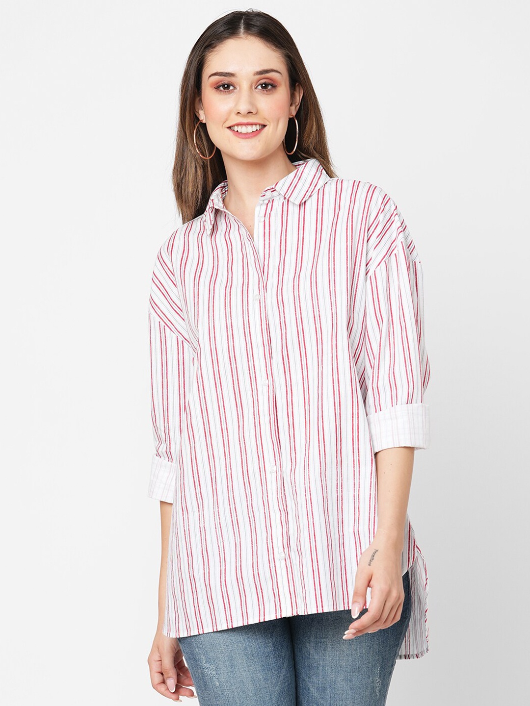 

VASTRADO Striped Oversized Shirt, White