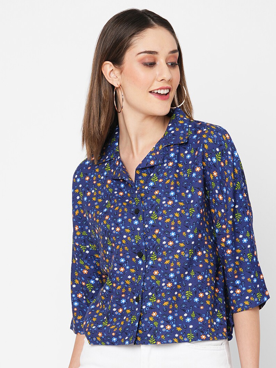 

VASTRADO Floral Opaque Printed Cotton Casual Shirt, Blue