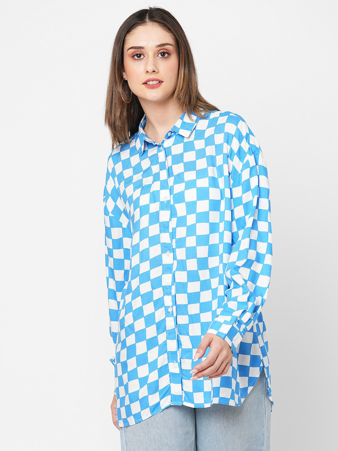 

VASTRADO Checked Oversized Shirt, Blue