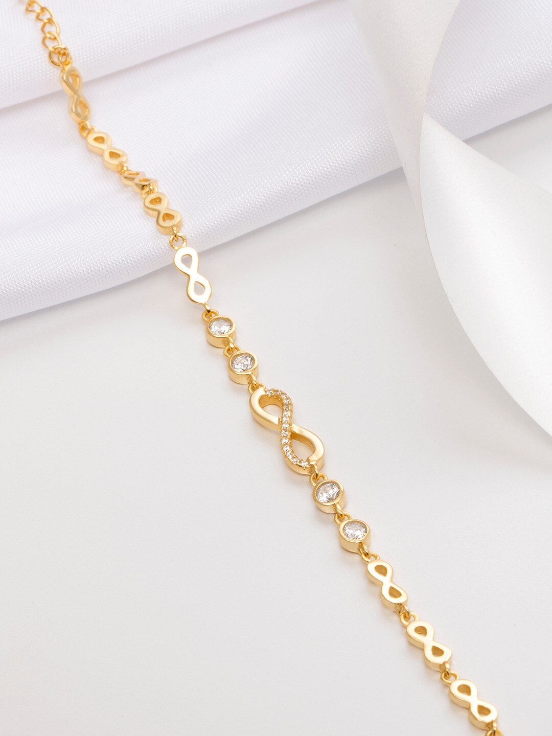 

Zavya Women Sterling Silver Cubic Zirconia Gold-Plated Link Bracelet