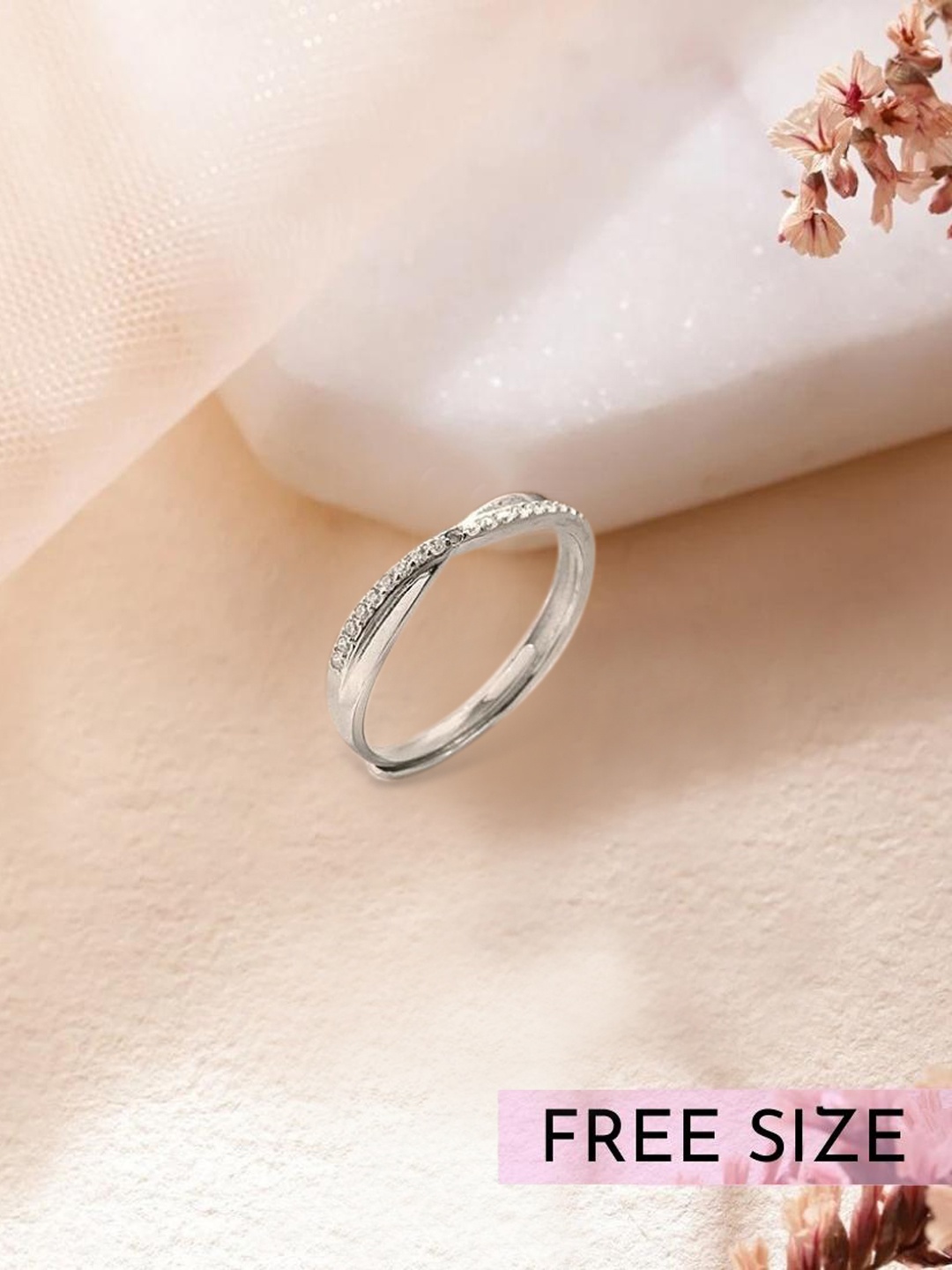 

Zavya Women 925 Pure Silver CZ Rhodium-Plated Finger Ring