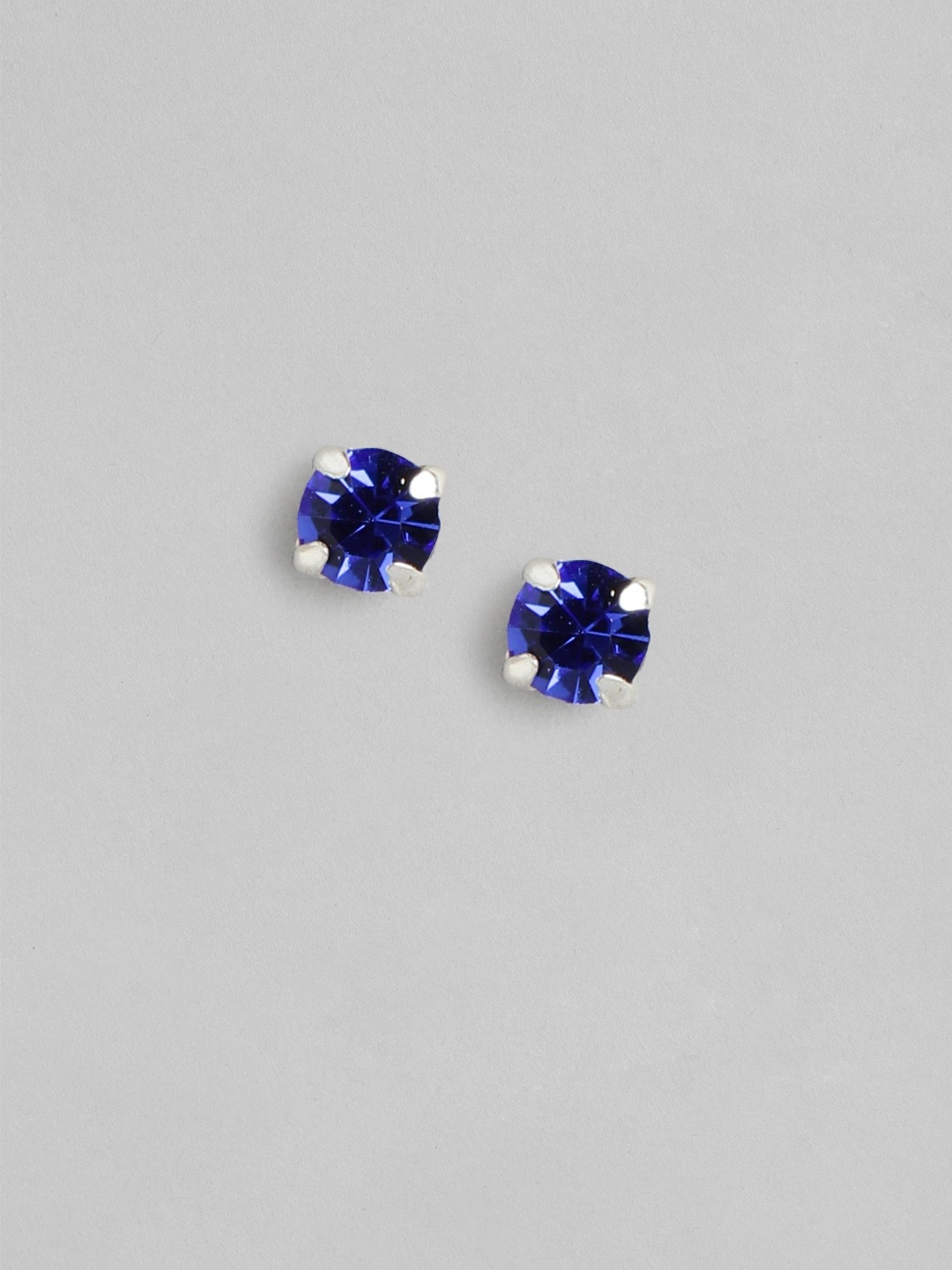 

Zavya Rhodium Plated CZ Studded Sterling Silver Studs Earrings, Blue