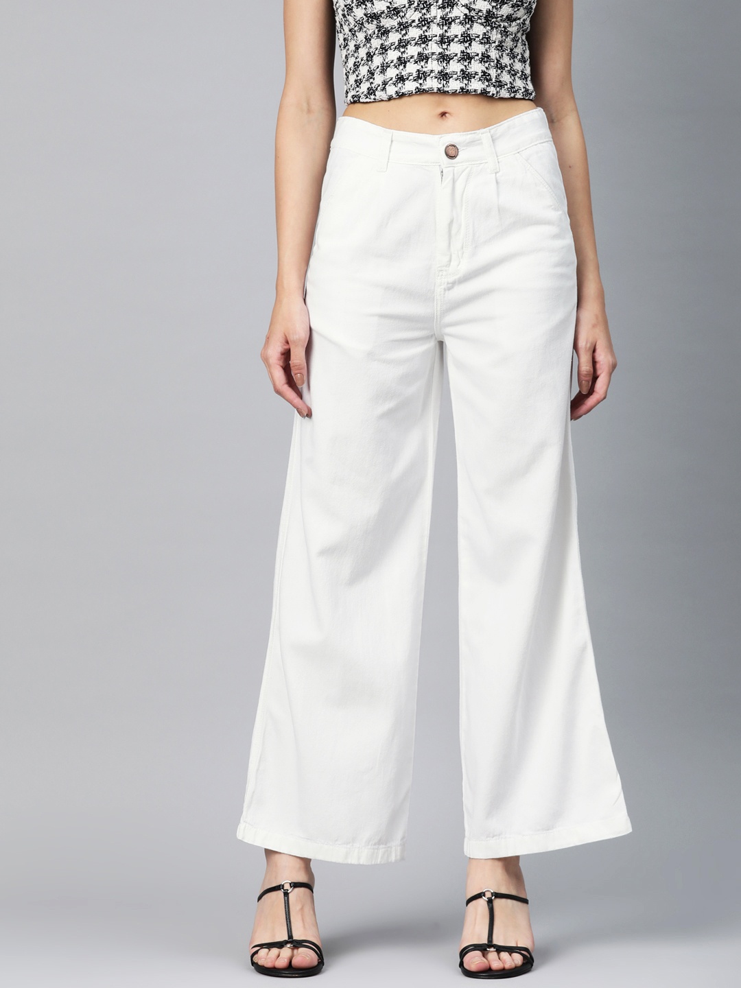 

ADBUCKS Wide Leg High-Rise Jeans, White