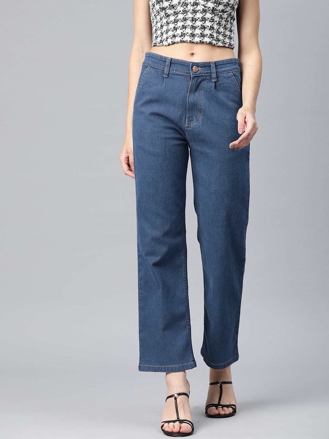 

ADBUCKS Women Straight Fit High-Rise Stretchable Jeans, Blue
