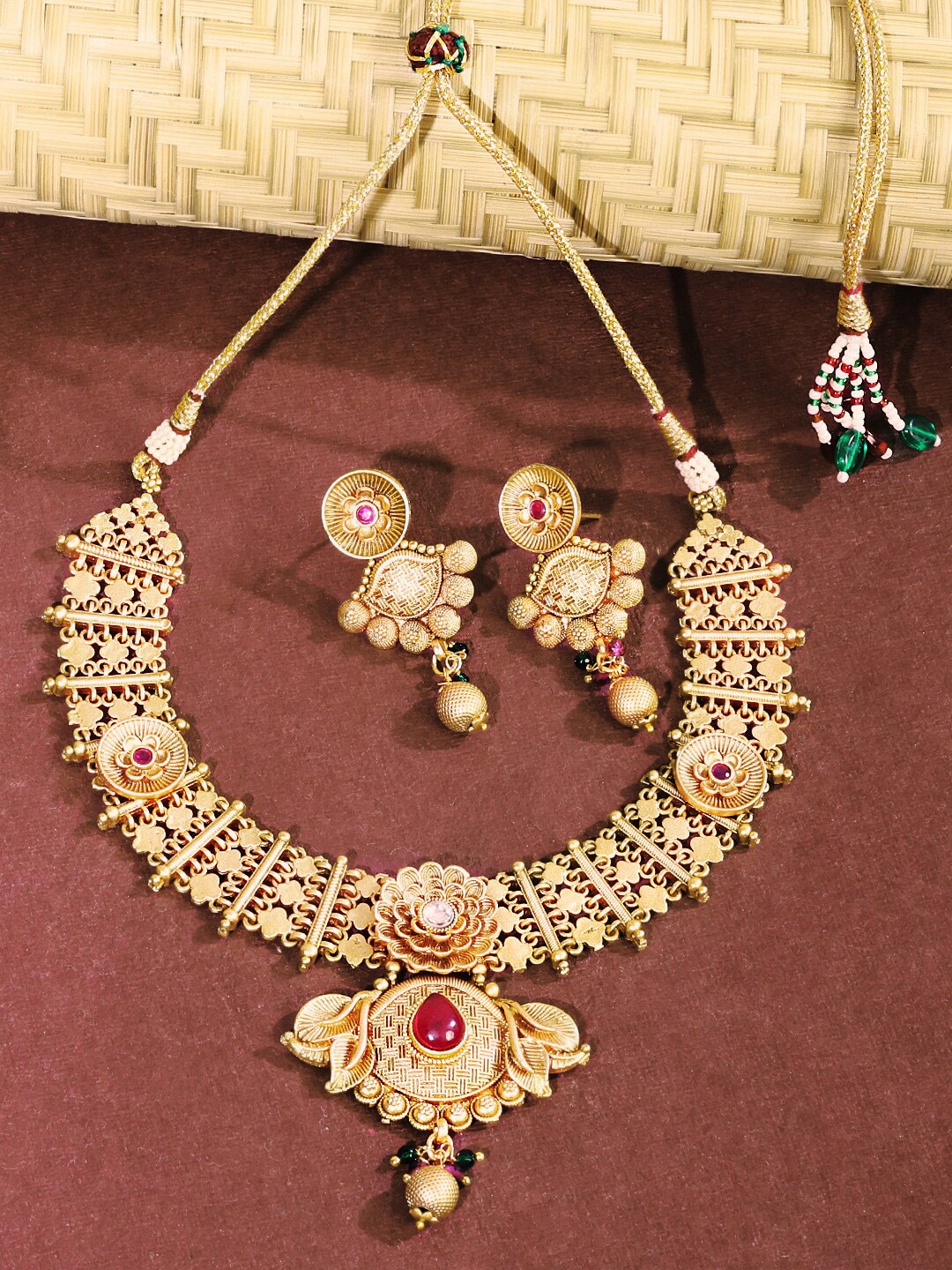 

ABDESIGNS Gold-Plated Necklace With Earrings