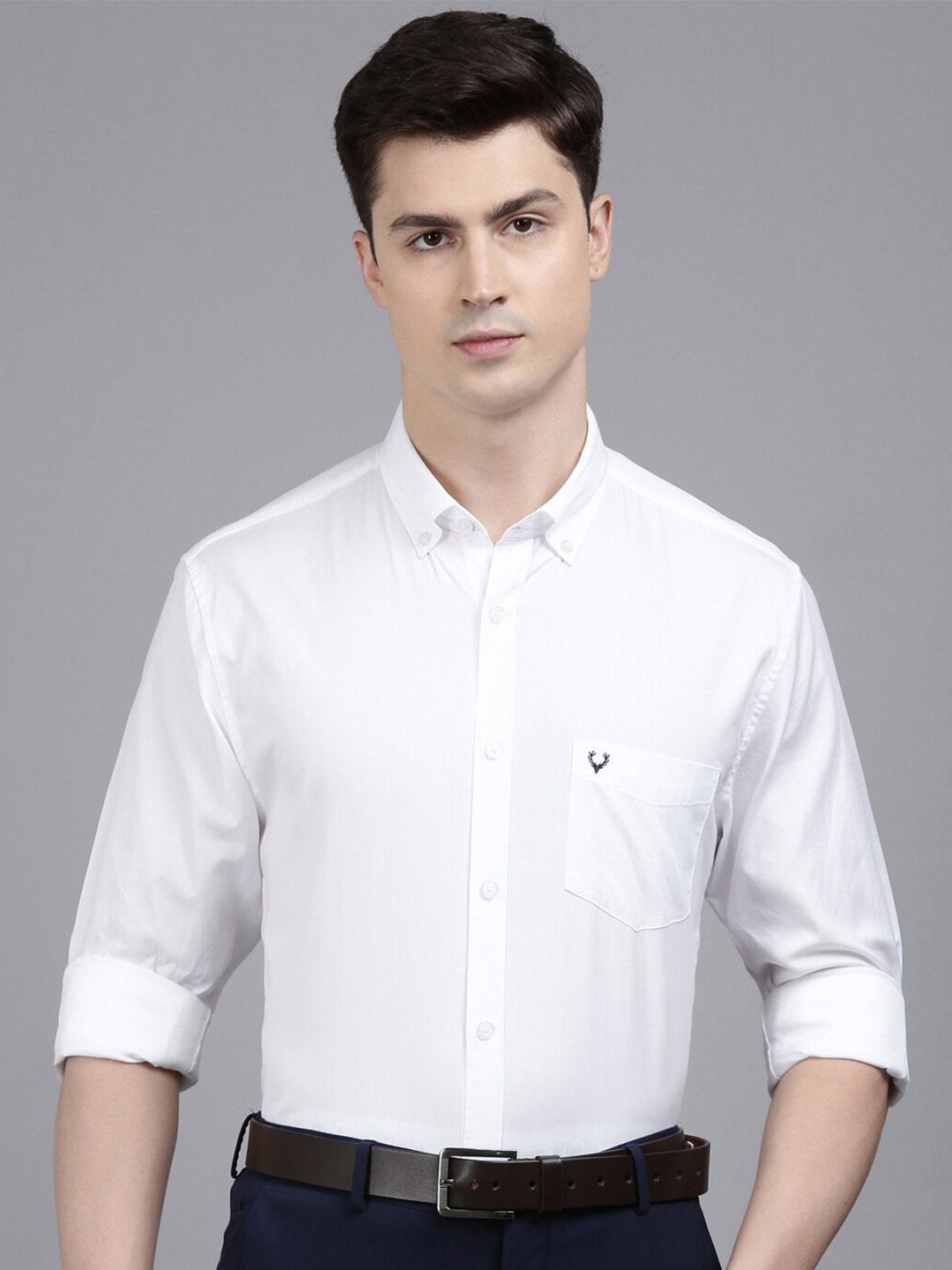 

Allen Solly Button Down Collar Pure Cotton Formal Shirt, White