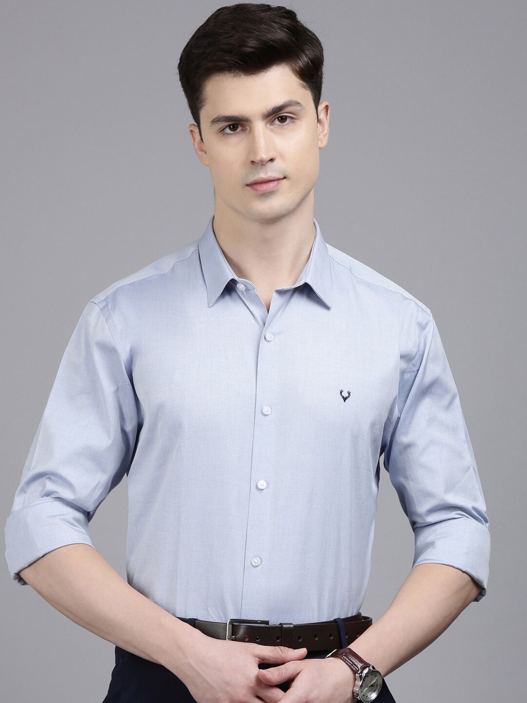 

Allen Solly Spread Collar Pure Cotton Formal Shirt, Blue