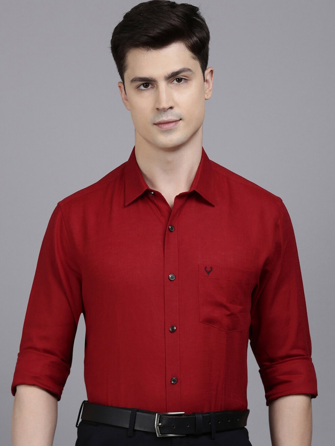 

Allen Solly Spread Collar Pure Cotton Formal Shirt, Maroon