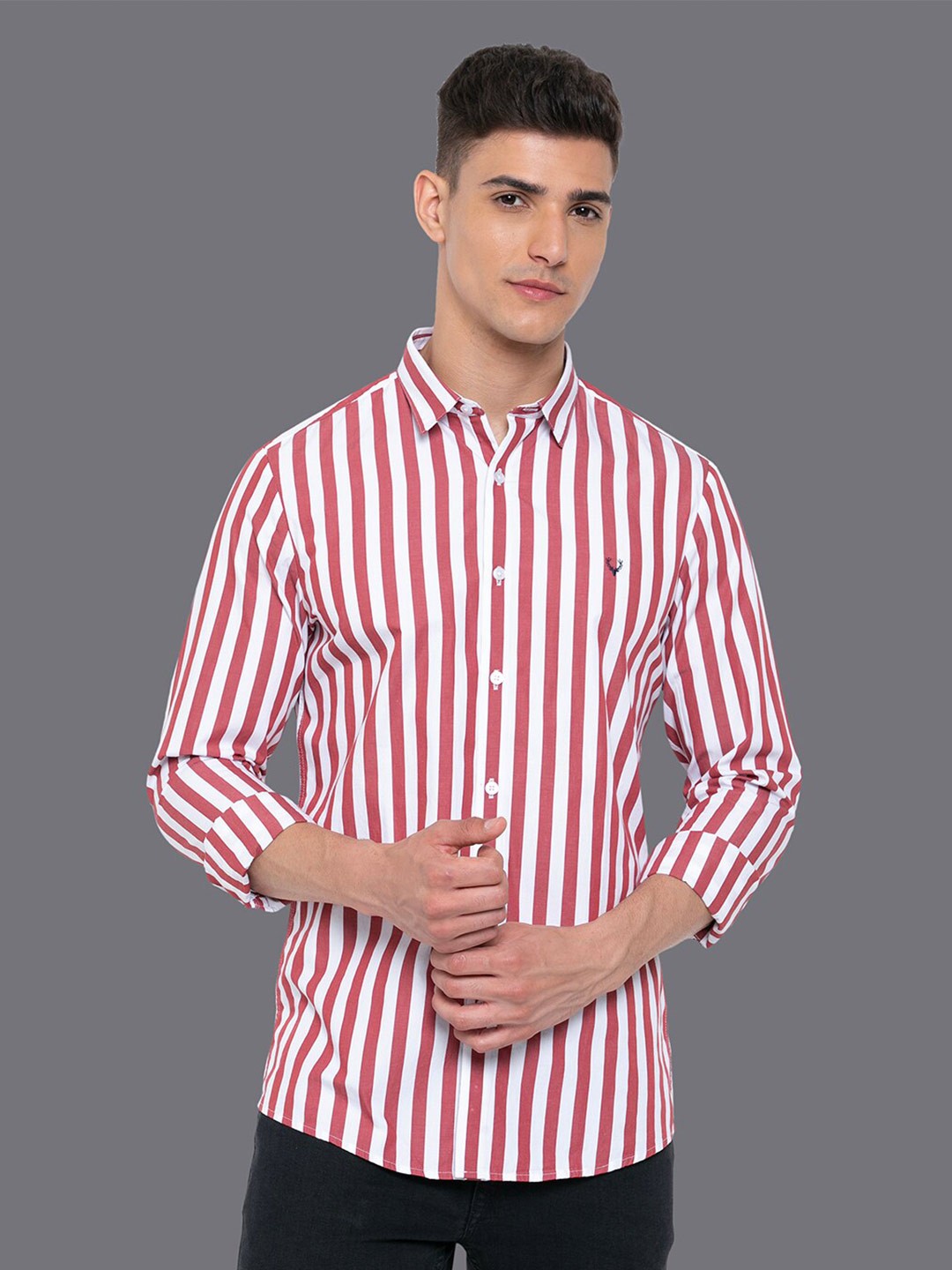 

Allen Solly Vertical Striped Pure Cotton Shirt, Red
