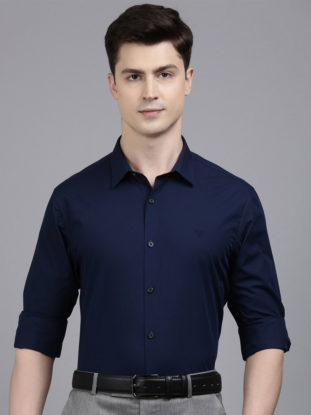 

Allen Solly Spread Collar Slim Fit Opaque Formal Shirt, Navy blue