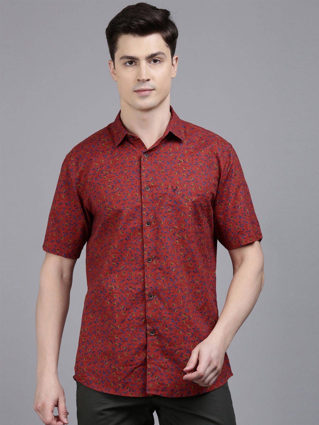 

Allen Solly Floral Printed Cotton & Linen Shirt, Maroon