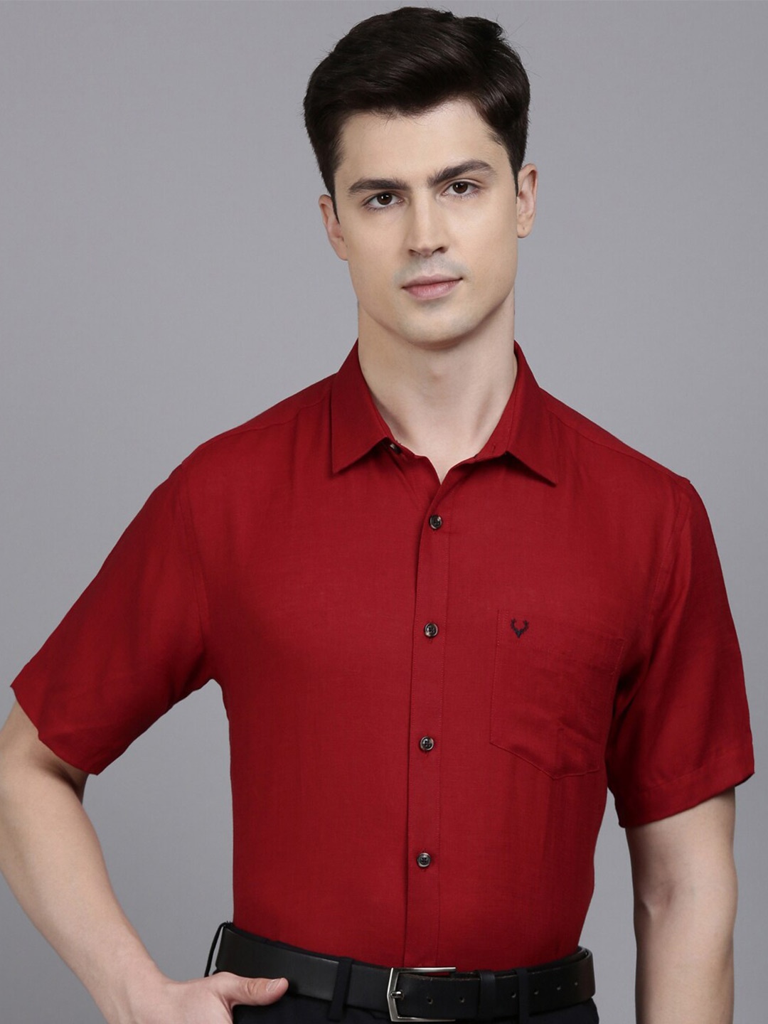 

Allen Solly Spread Collar Slim Fit Opaque Formal Shirt, Red