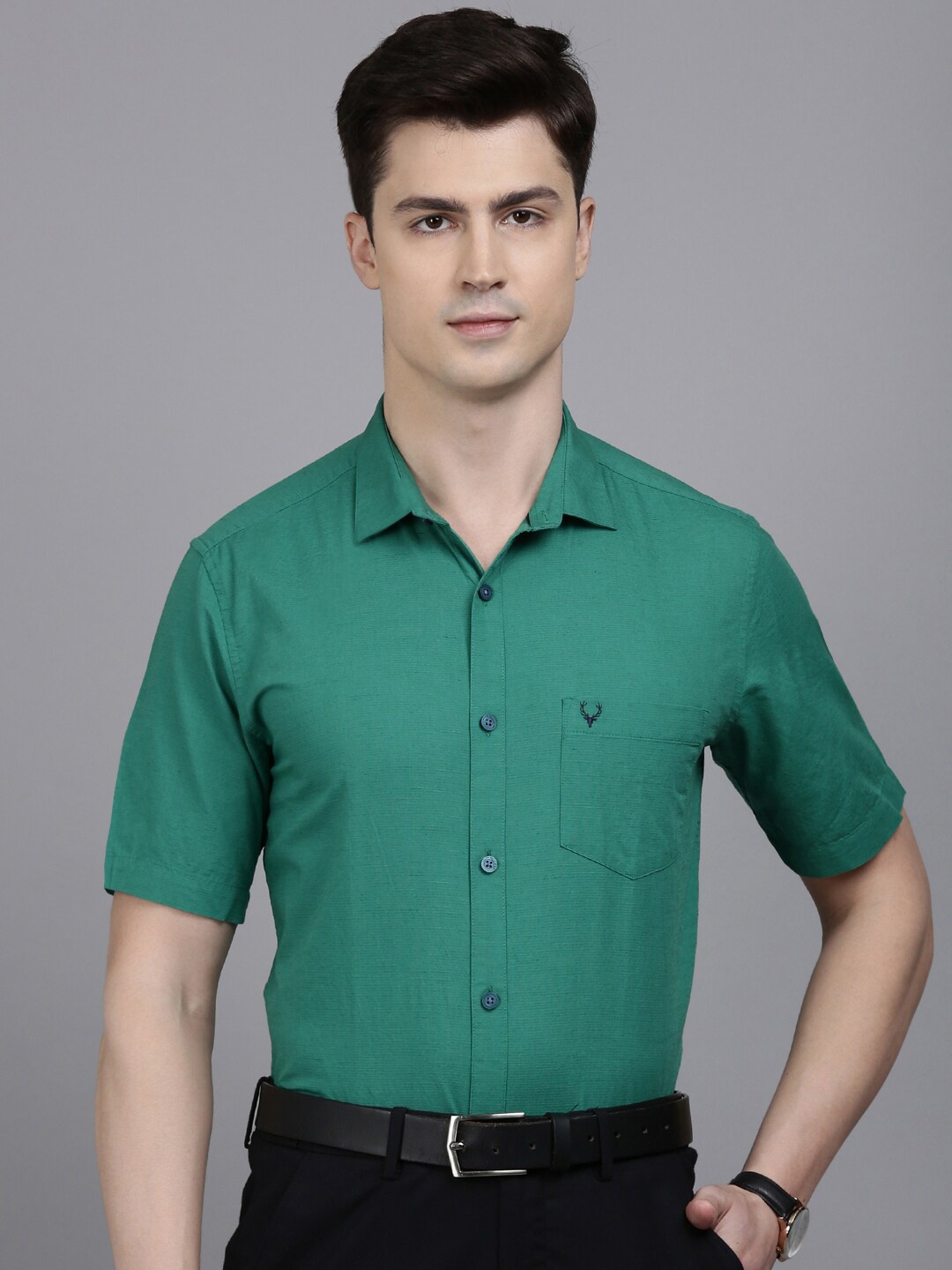 

Allen Solly Spread Collar Slim Fit Opaque Formal Shirt, Green