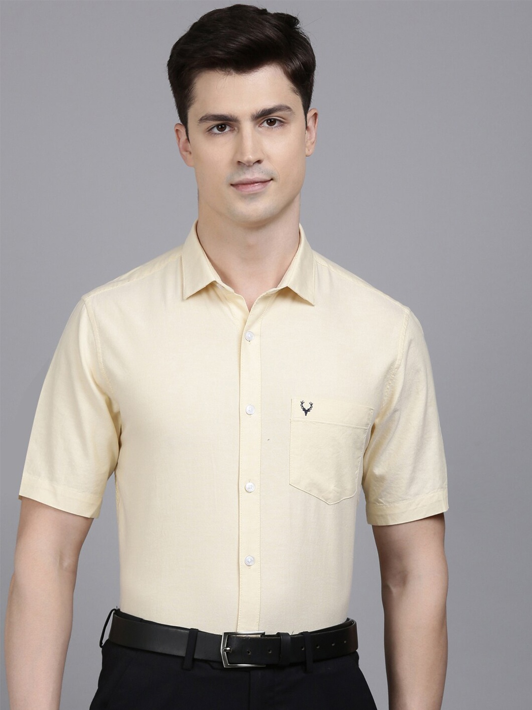 

Allen Solly Spread Collar Pure Cotton Formal Shirt, Beige