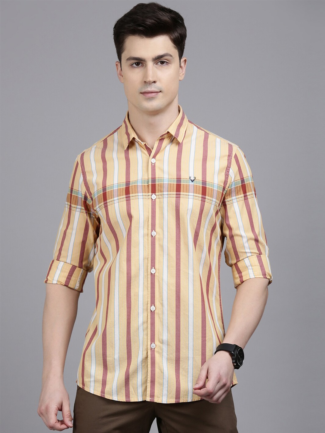 

Allen Solly Sport Striped Opaque Pure Cotton Casual Shirt, Beige