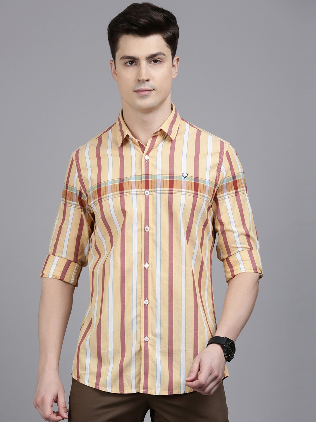 

Allen Solly Sport Striped Opaque Pure Cotton Casual Shirt, Beige