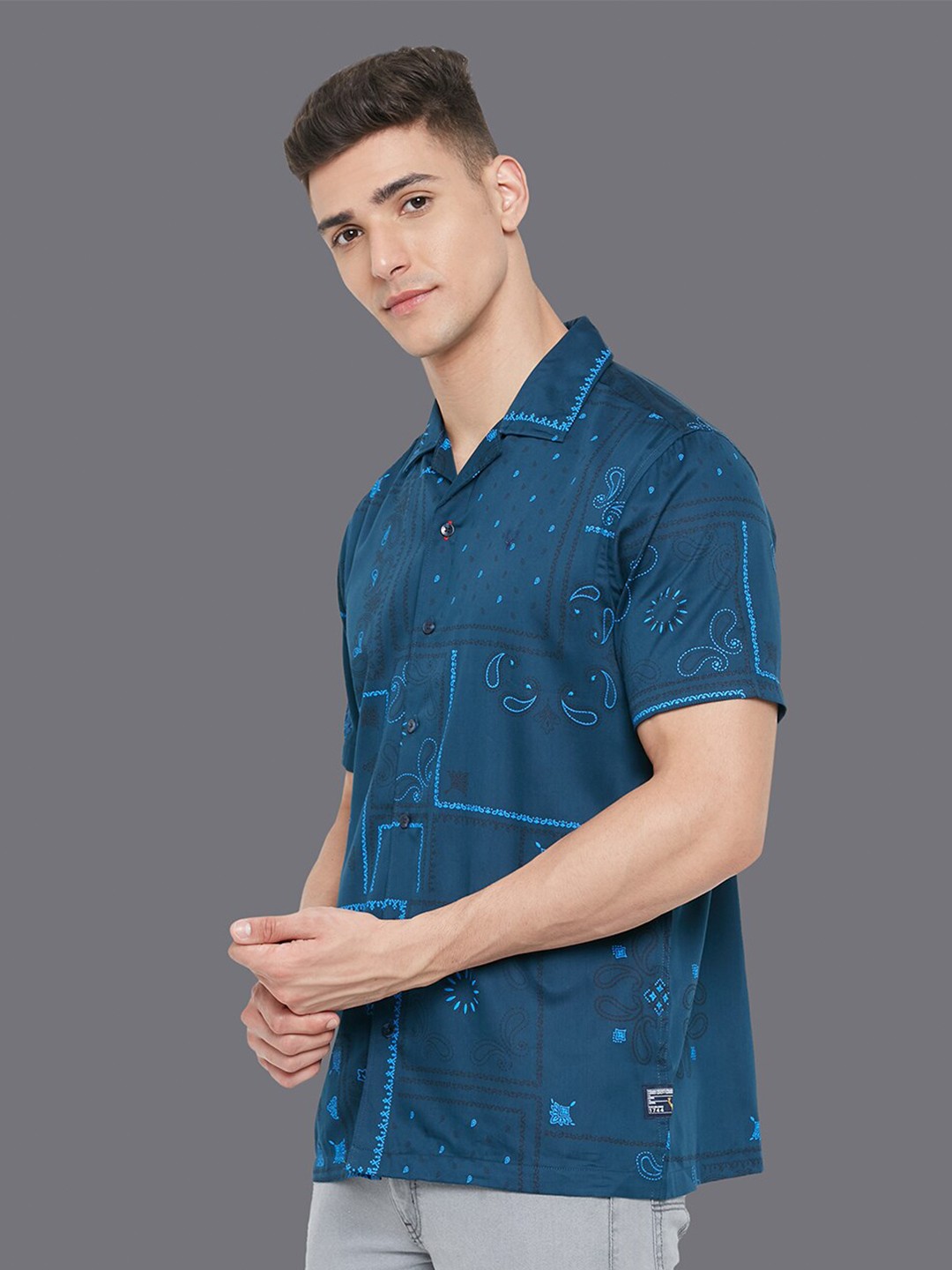 

Allen Solly Sport Ethnic Motifs Printed Cuban Collar Casual Shirt, Blue