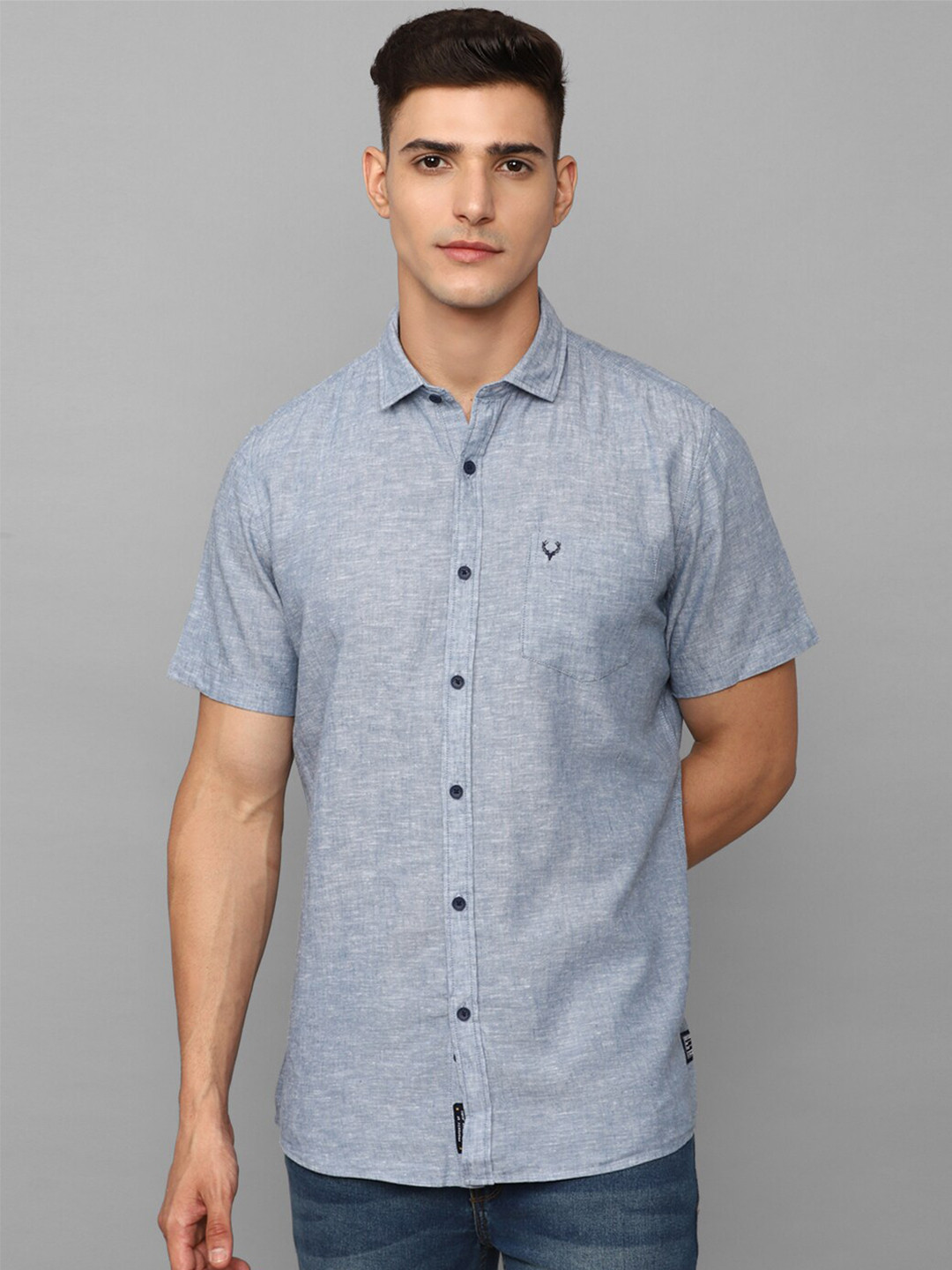 

Allen Solly Sport Textured Opaque Pure Linen Casual Shirt, Blue