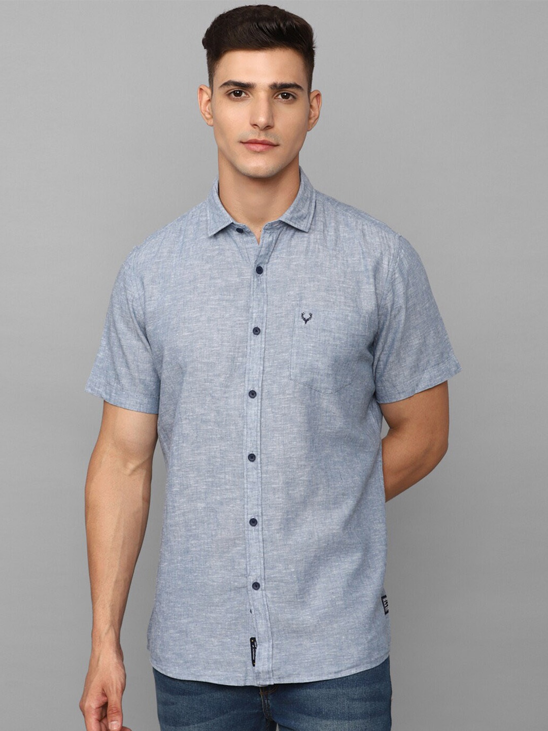 

Allen Solly Sport Textured Opaque Pure Linen Casual Shirt, Blue