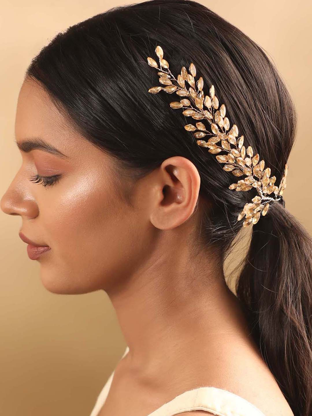 

Rubans Women Embellished Hair Accessory, Gold