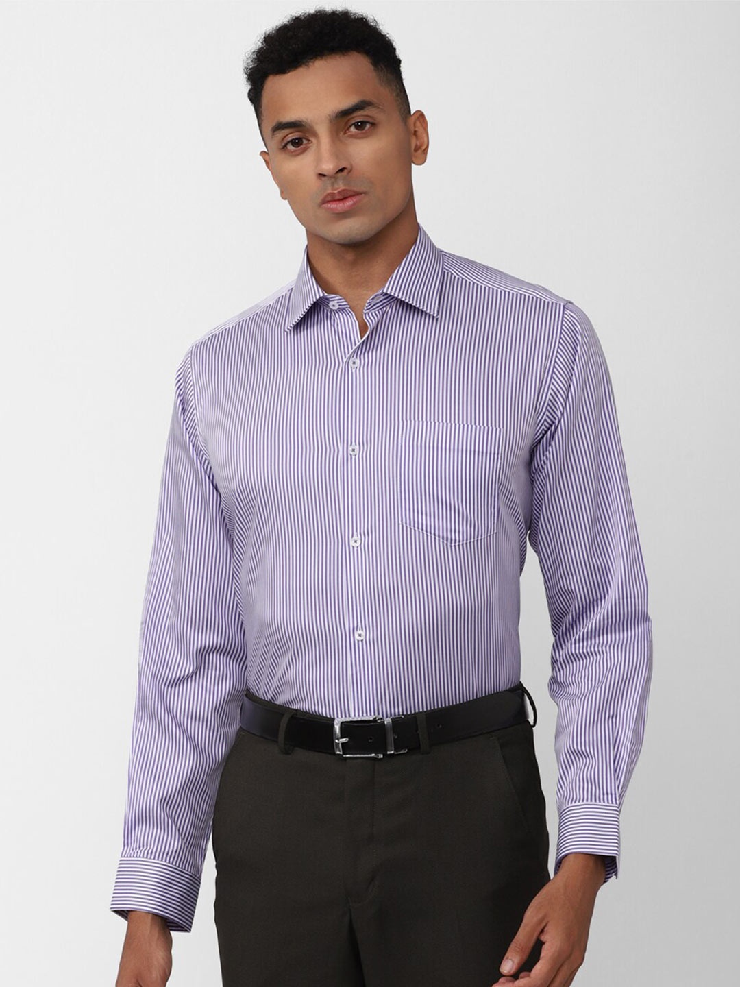 

Van Heusen Vertical Striped Spread Collar Pure Cotton Formal Shirt, Purple