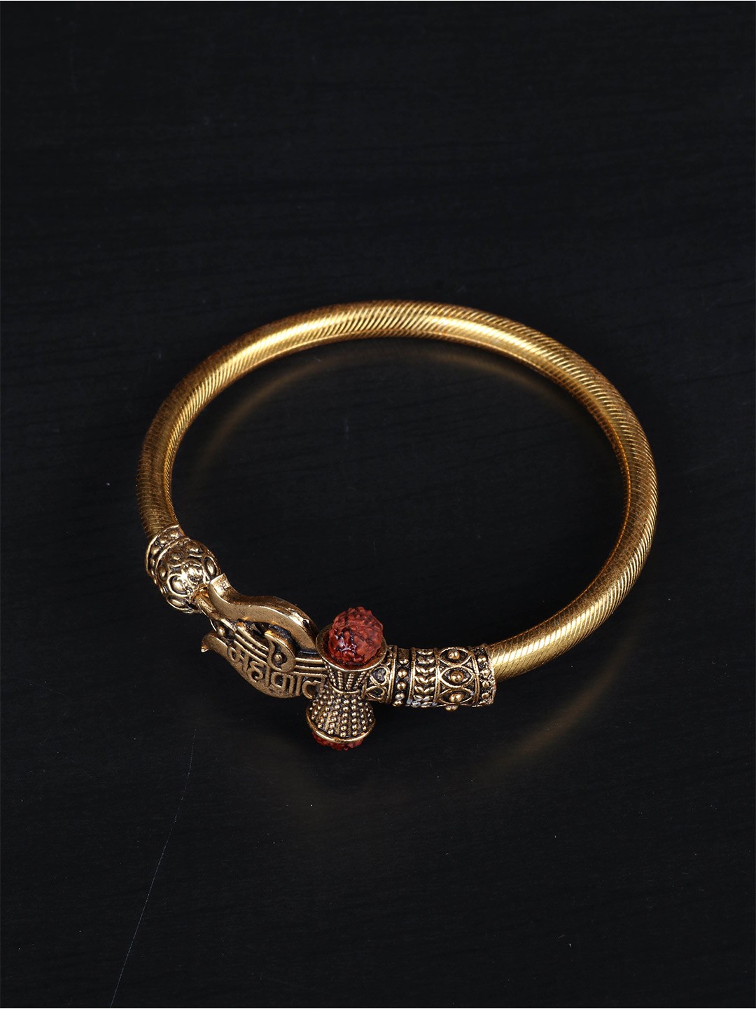 

LAFORWORD Men Antique Gold-Plated Kada Bracelet