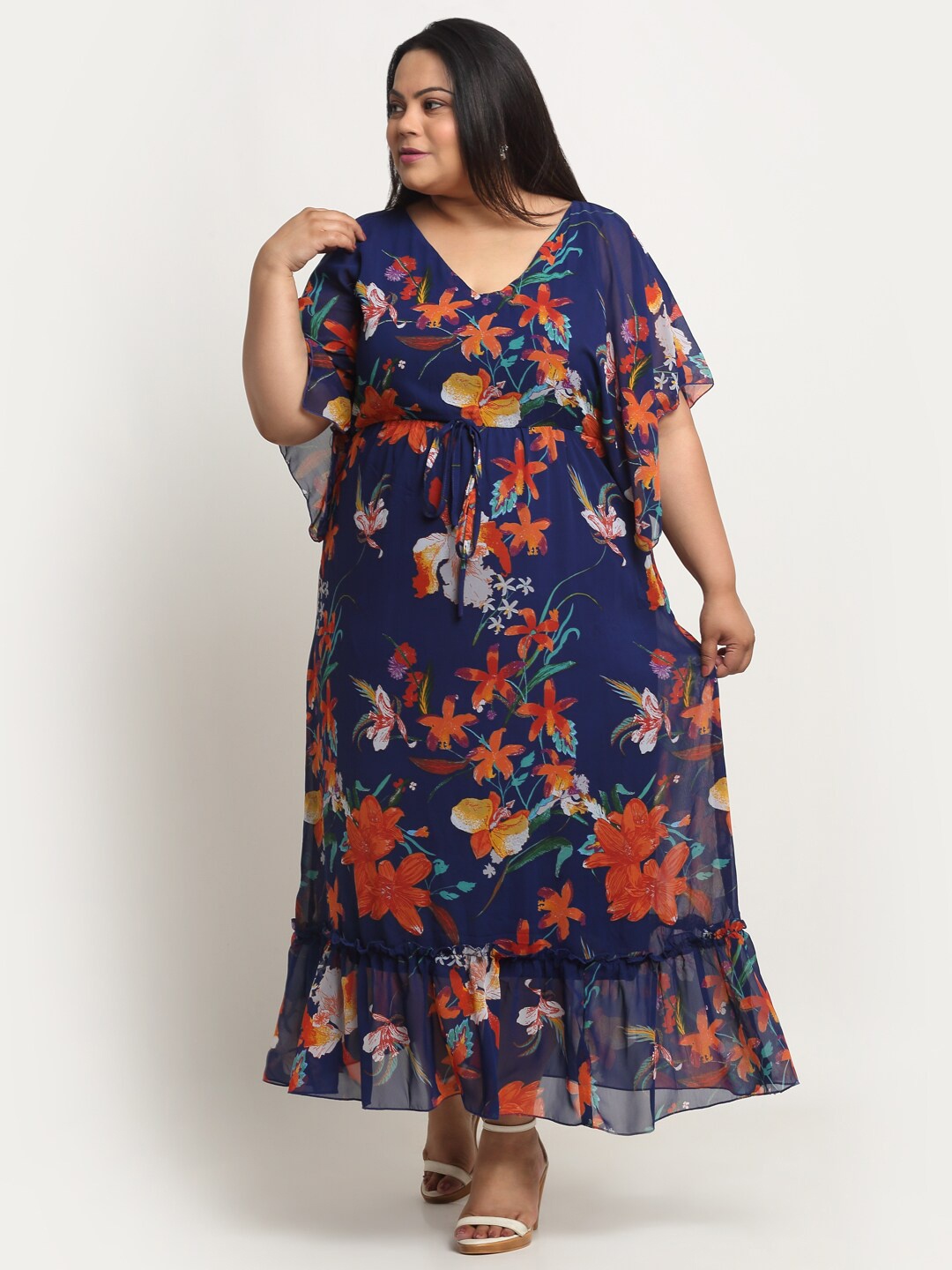 

sindrellastorie Floral Print Extended Sleeve Maxi Dress, Blue