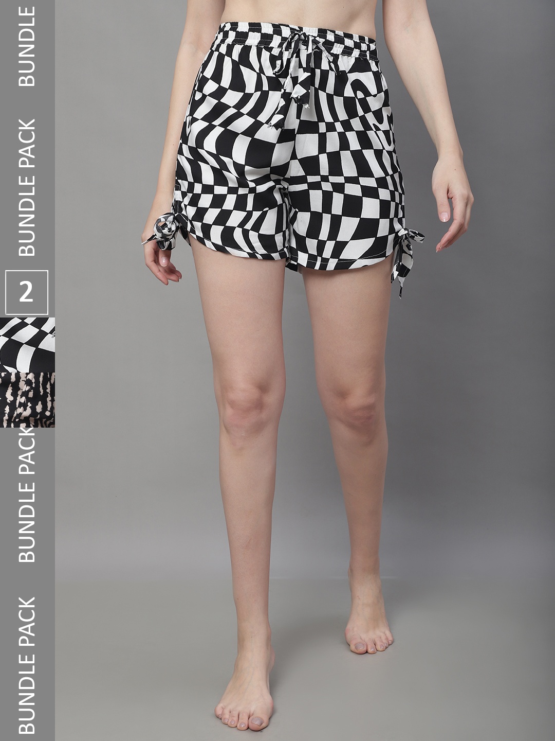 

Boston Club Women Pack Of 2 High-Rise Printed Lounge Shorts, Black