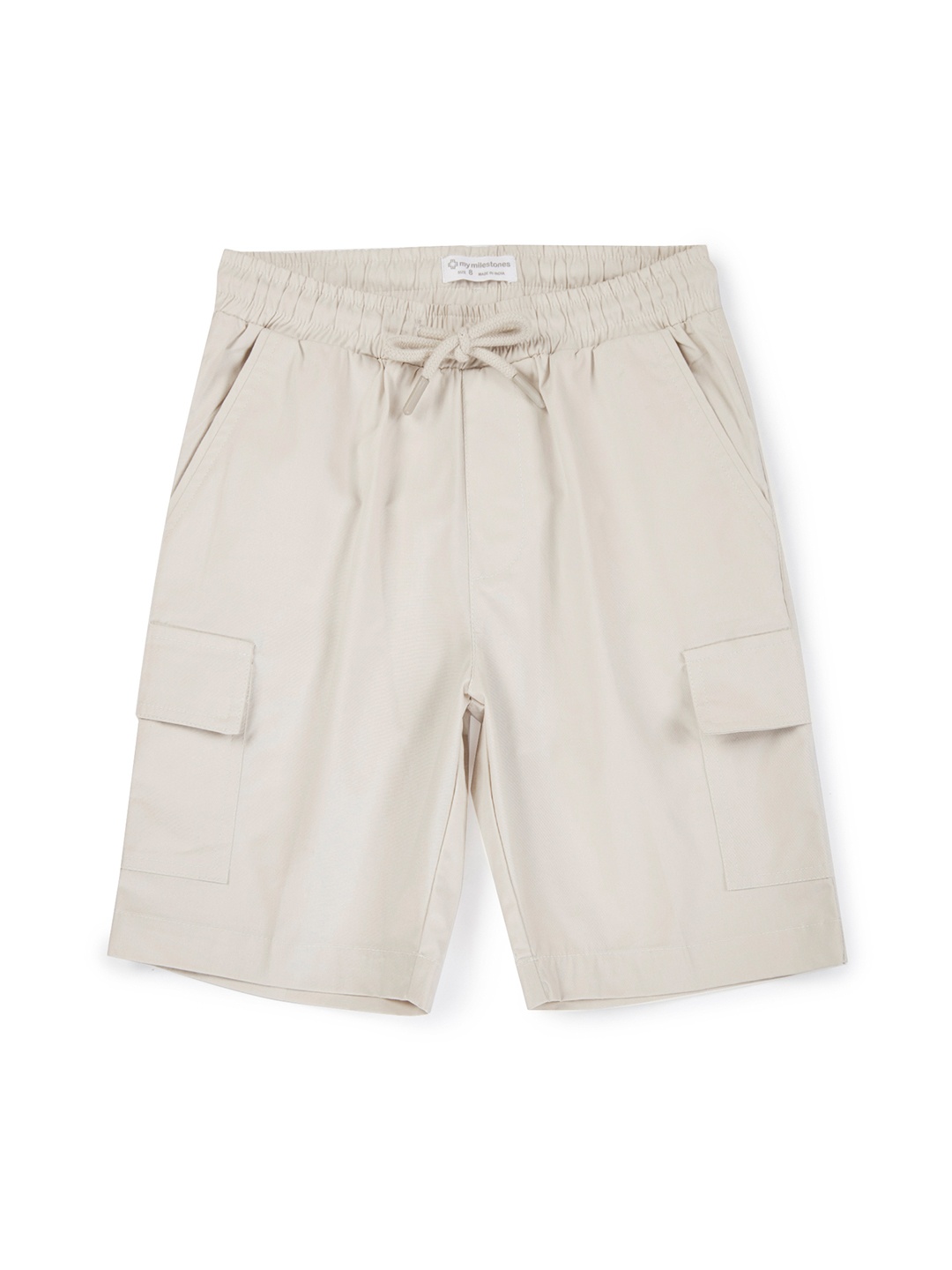 

My Milestones Boys Mid Rise Cotton Cargo Shorts, Cream