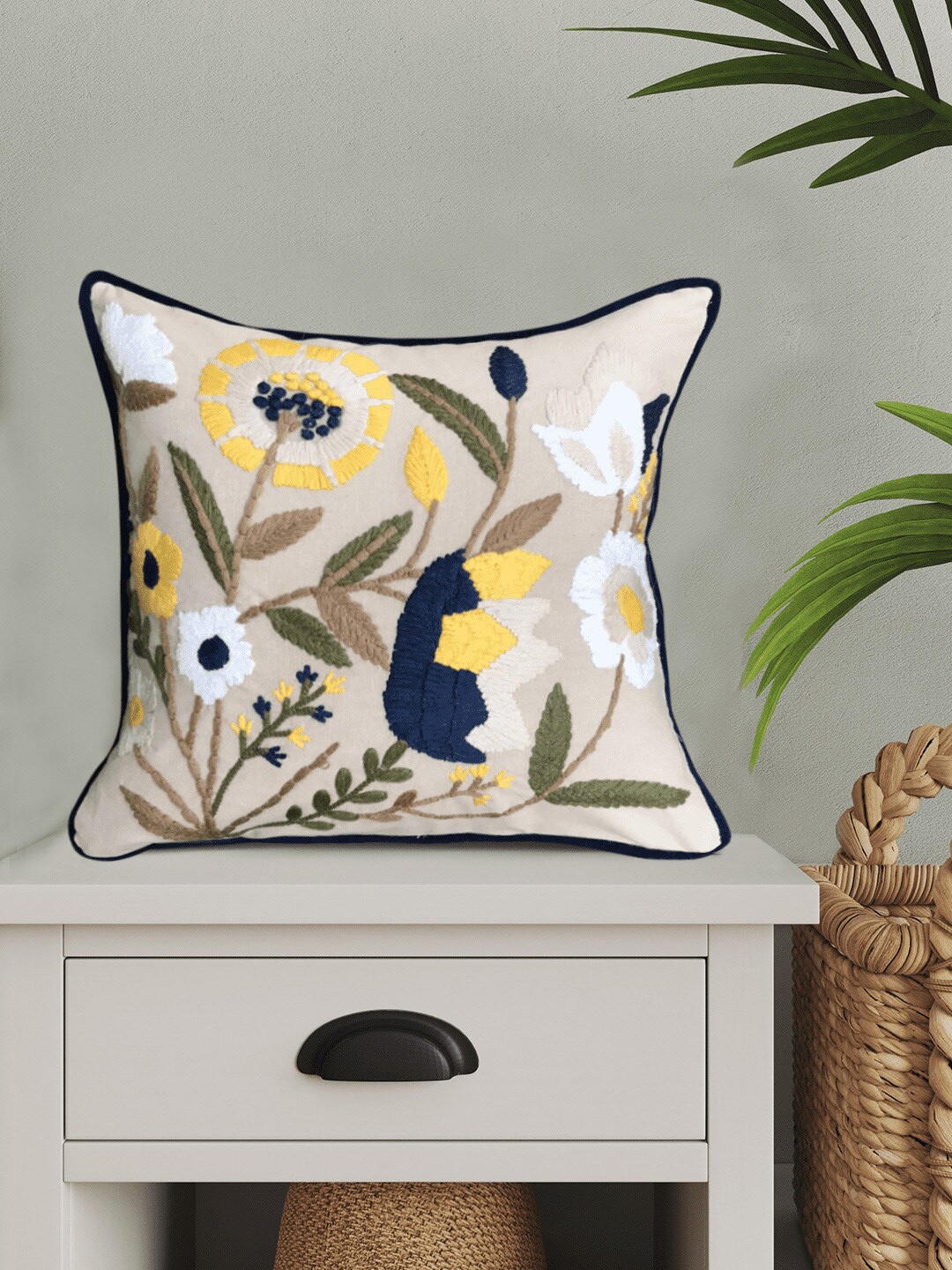 

SHADES of LIFE Beige 2 Pieces Printed Square Cushions