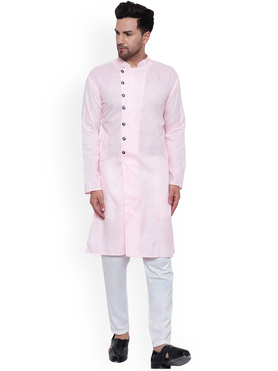 

ONNIX Mandarin Collar Kurta With Pyjamas, Pink