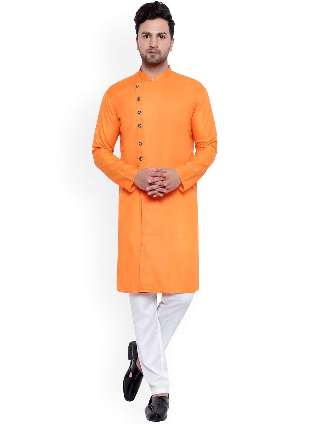

ONNIX Mandarin Collar Kurta With Pyjamas, Orange