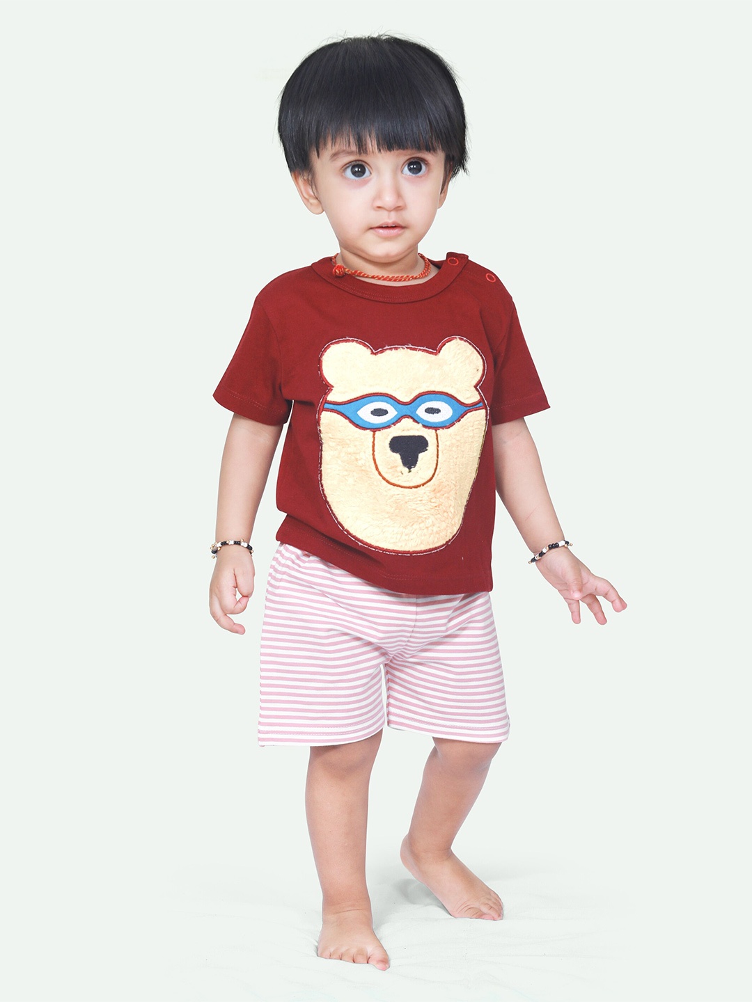 

ariel Infant Boys Printed Pure Cotton T-Shirt With Shorts, Maroon