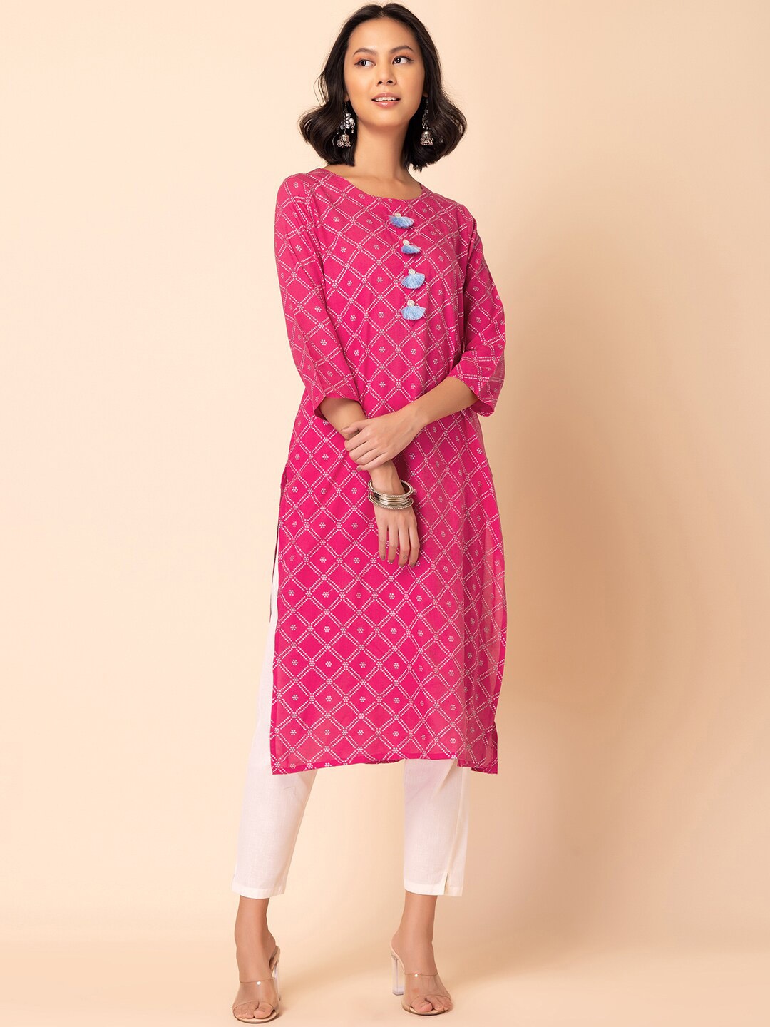 

INDYA Bandhani Print Kurta, Pink