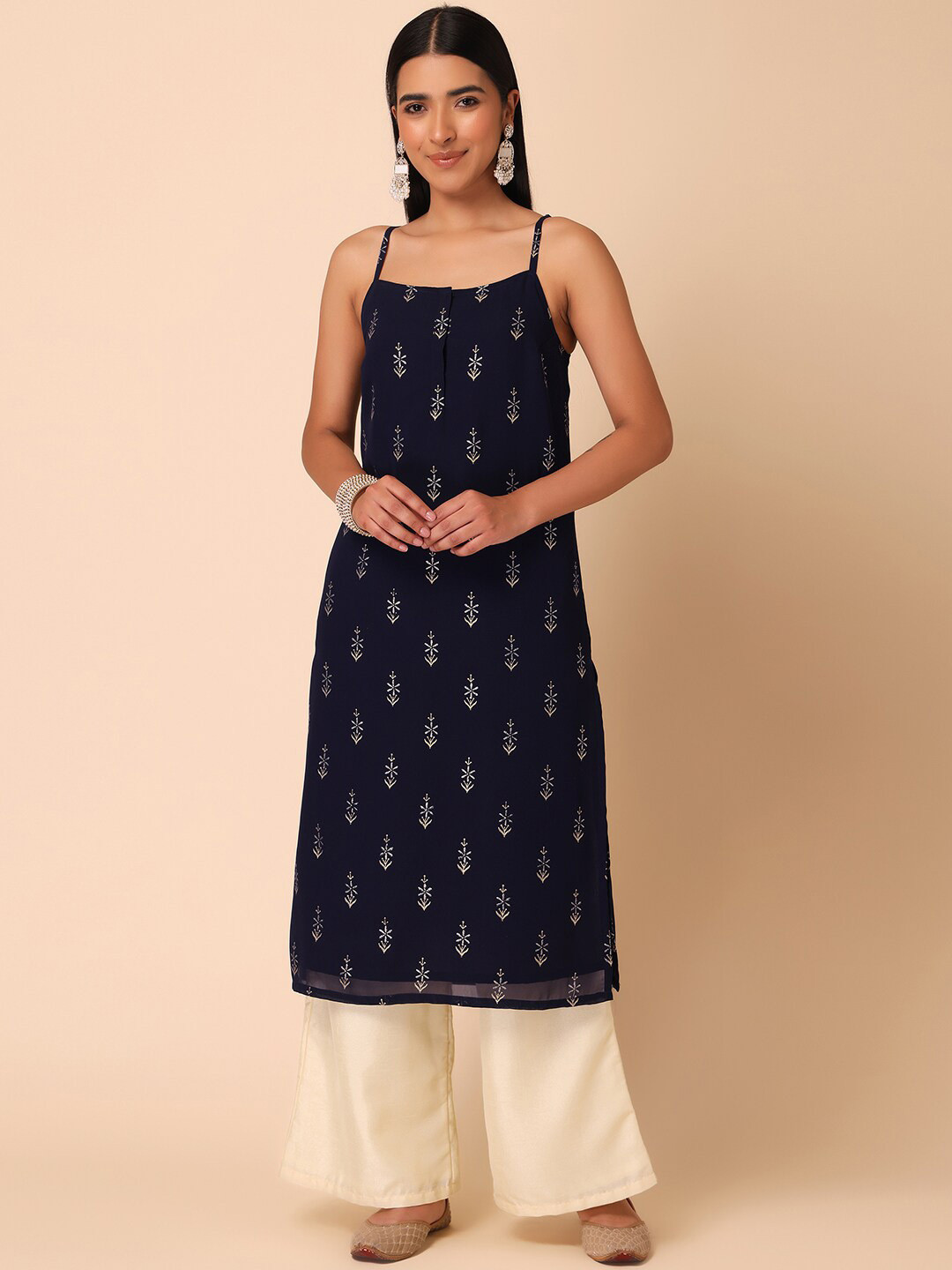 

INDYA Ethnic Motifs Printed Kurta, Blue