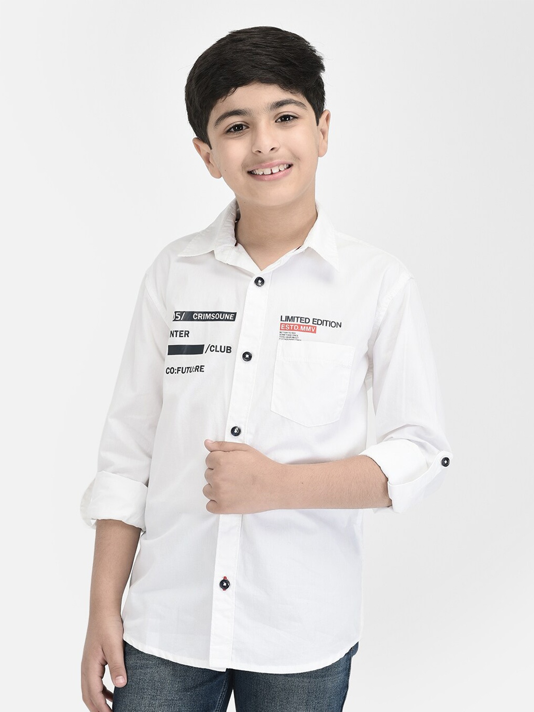

Crimsoune Club Boys Standard Slim Fit Opaque Casual Shirt, White