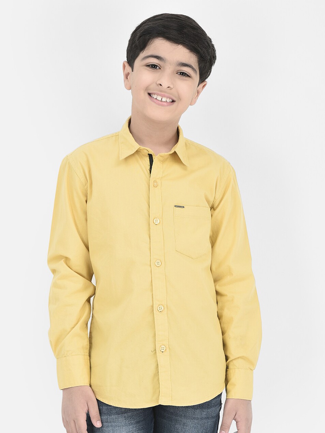 

Crimsoune Club Boys Standard Fit Slim Fit Pure Cotton Casual Shirt, Yellow