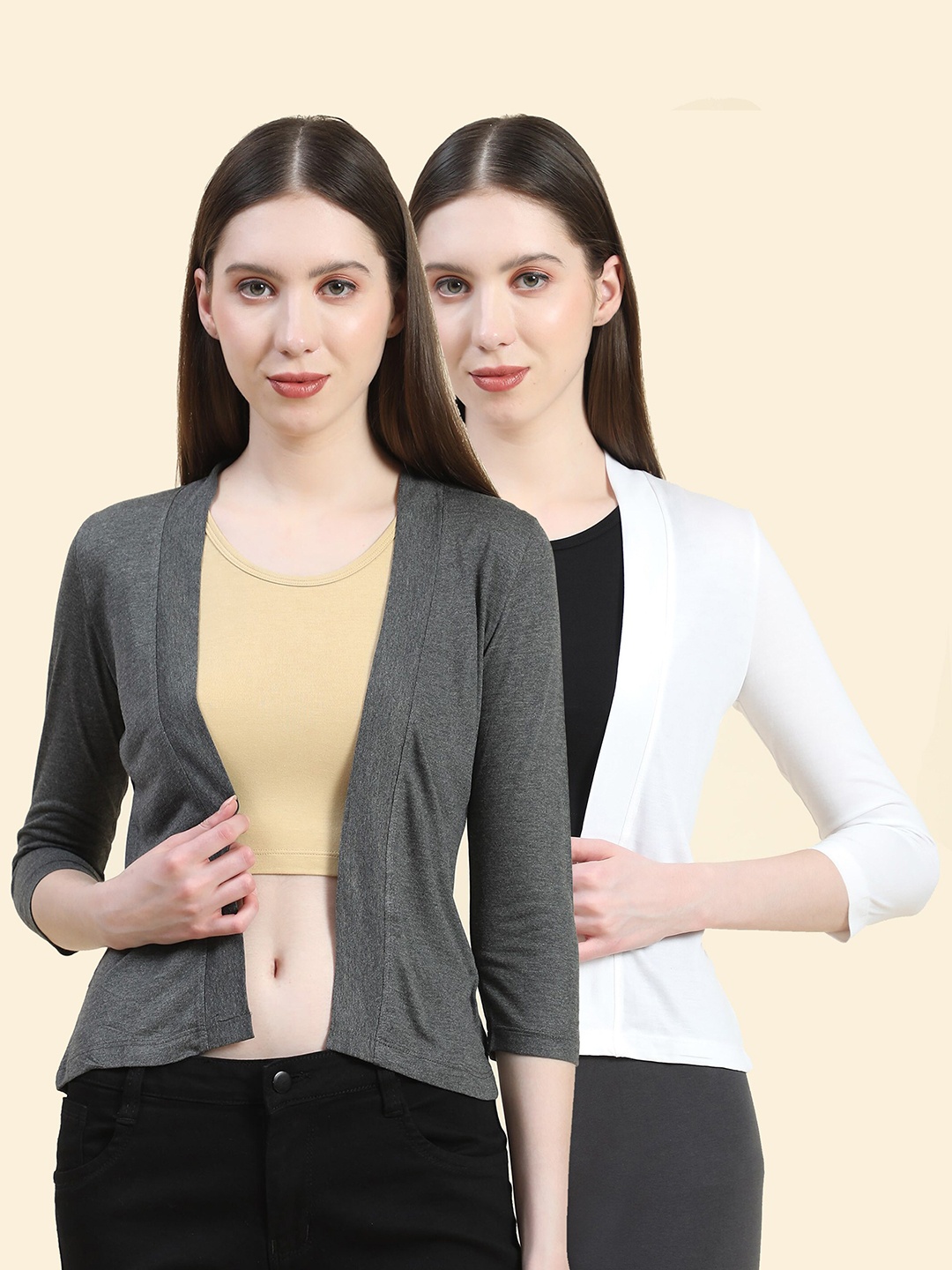 

Outflits Pack Of 2 Front Open Shrug, Grey