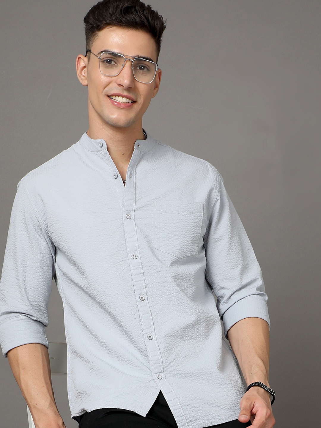 

Moda Rapido Grey Slim Fit Cotton Casual Shirt