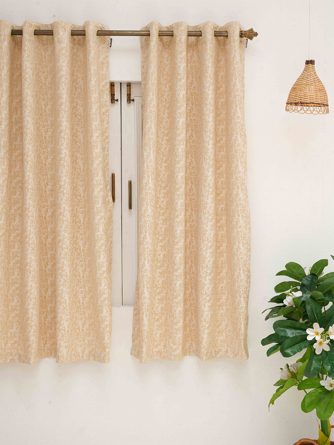 

Ariana Beige & White Room Darkening Window Curtain