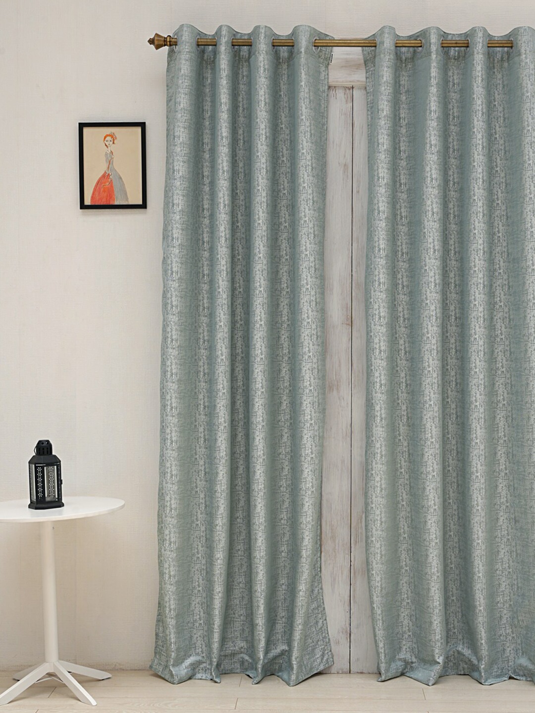 

Ariana Blue & White Room Darkening Door Curtain