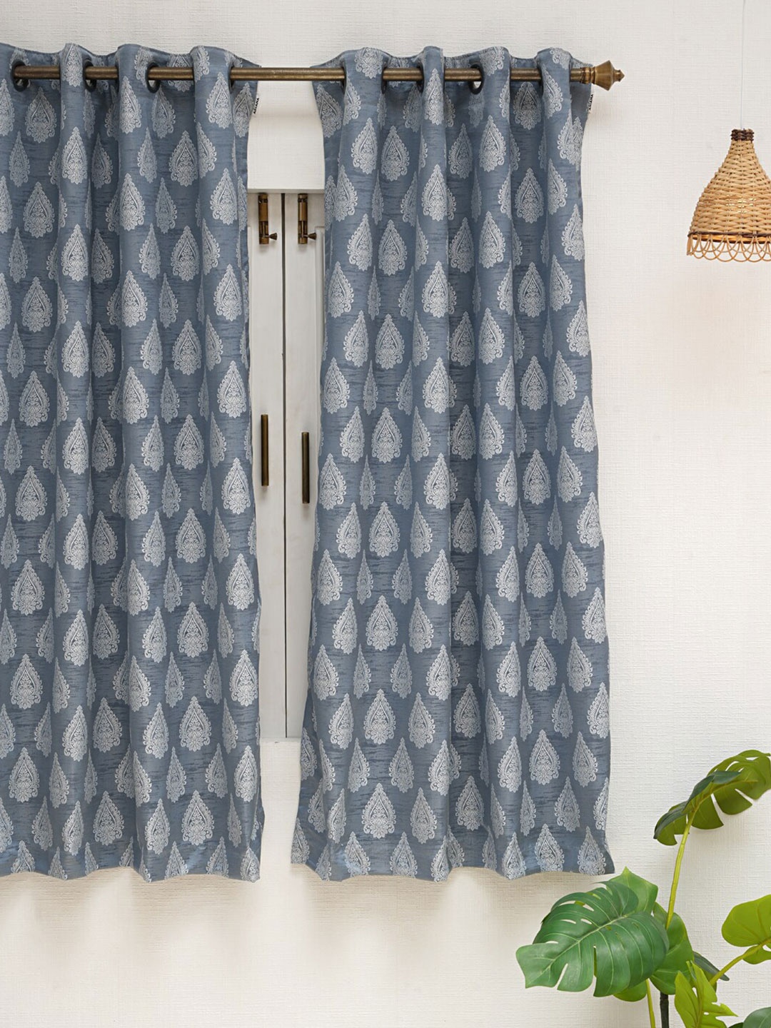 

Ariana Grey & White Ethnic Motifs Black Out Window Curtain